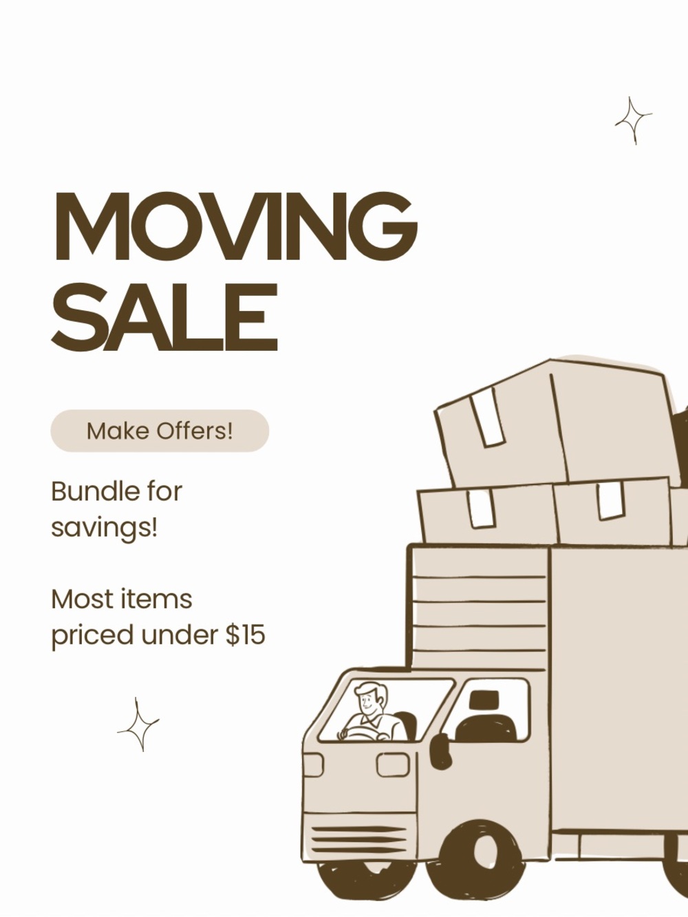 NOT FOR SALE - MOVING SALE
